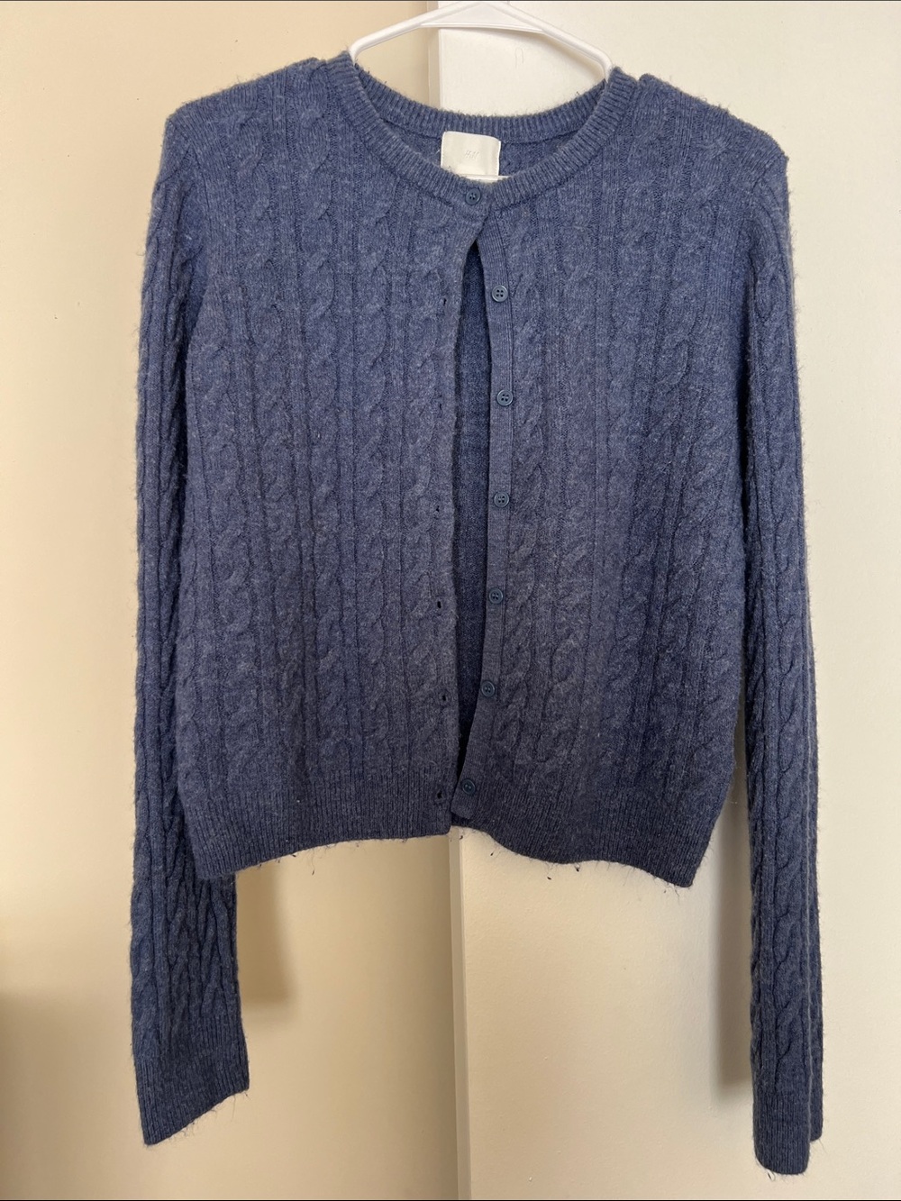 H&M Faded Blue/Periwinkle Cable-Knit Button Cardigan
